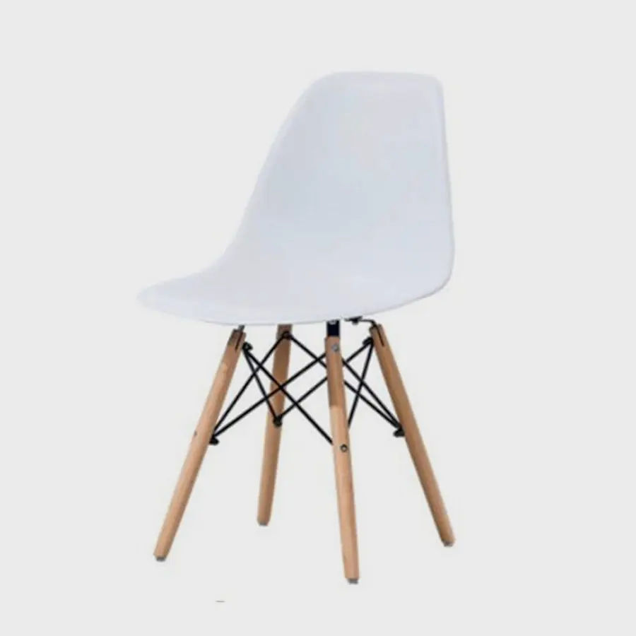 Modern Chair Nordic Style Plastic Seat With Beech Wood Leg Hot Sales MC01 ขาว