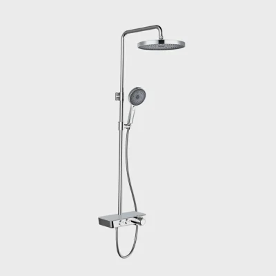 Karat Faucet ก๊อกผสมติดผนัง (Thermostatic) พร้อมชุดฝักบัว Rain Shower และฝักบัวสายอ่อนปรับน้ำ 3 ระดับ สีโครม สีโครมเมี่ยม