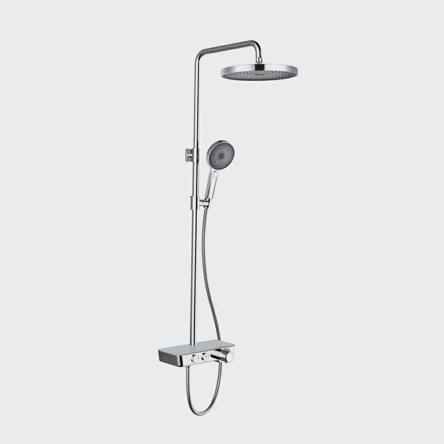 Karat Faucet ก๊อกผสมติดผนัง (Thermostatic) พร้อมชุดฝักบัว Rain Shower และฝักบัวสายอ่อนปรับน้ำ 3 ระดับ สีโครม สีโครมเมี่ยม