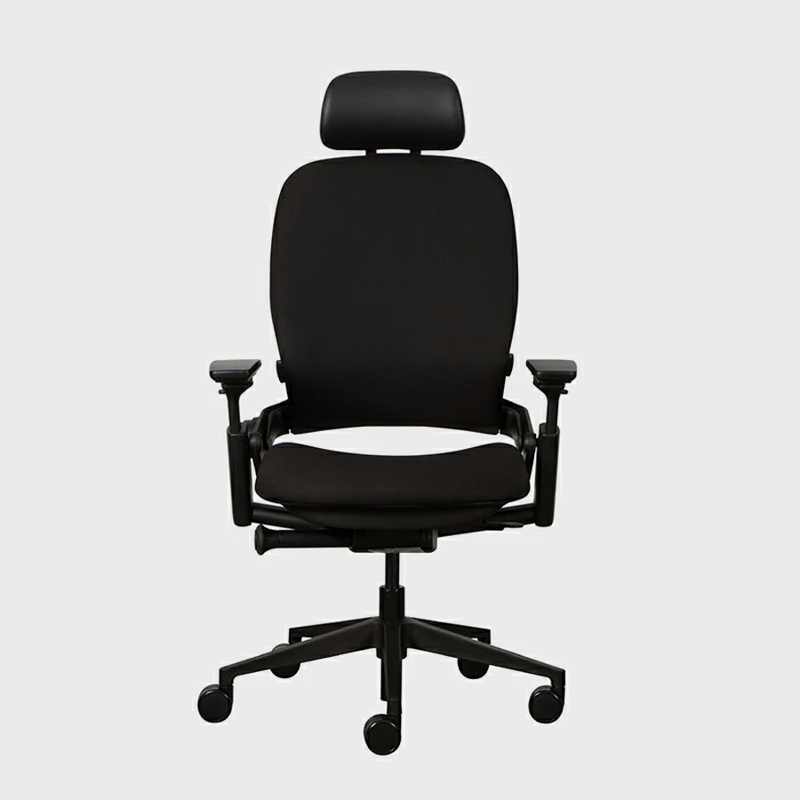 modernform เก้าอี้ steelcase รุ่น Leap พนักพิงสูง เบาะสีดำ โครงเงิน พนักพิงสูง เบาะสีดำ โครงเงิน