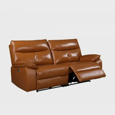 KUMI RECLINER ปรับไฟฟ้า 3 ที่นั่ง หนังแท้ผิวสัมผัส PVC 200 cm genuineLeather สีน้ำตาล