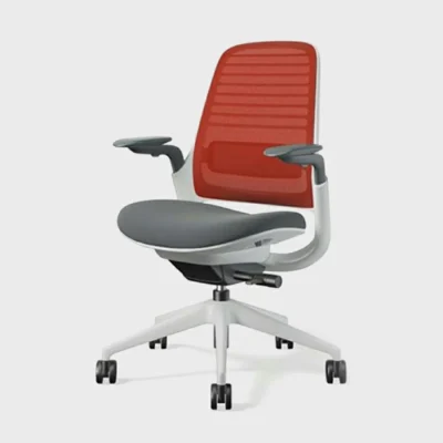 modernform เก้าอี้ steelcase รุ่น Series1 ประกัน 12 ปี โครงขาว พนักพิงสีแดง