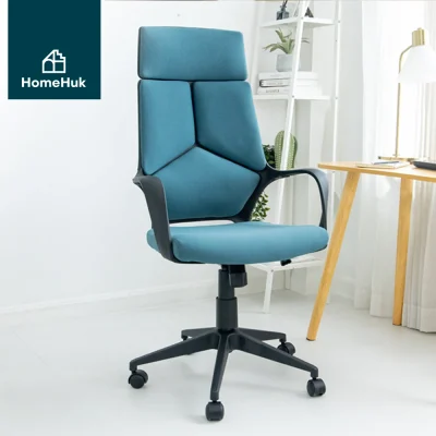 HomeHuk เก้าอี้สำนักงาน รุ่น Exeter เบาะผ้า พนักพิงหลังบุฟองน้ำ รับน้ำหนัก 120 kg Fabric Swivel Office Chair with Caster Turqoise ผ้า ไนลอน, ฟองน้ำ