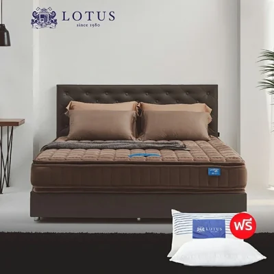 Lotus ที่นอน (สเปคนุ่มแน่น) รุ่น Precise II (Brown) หนา 10 นิ้ว ฟรี หมอนหนุนสุขภาพกันไรฝุ่น ส่งฟรี ขนาด 5 ฟุต สปริง