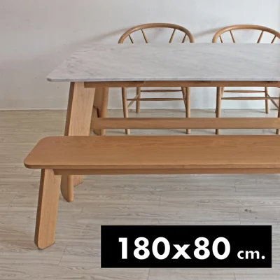 MAHASAMUT – โต๊ะอาหาร – รุ่น POLAR – ไม้โอ๊คจริง/หินอ่อน – สี Natural Oak/White Carrara – ขนาด W180xD80xH75cm. (4 ที่นั่ง)