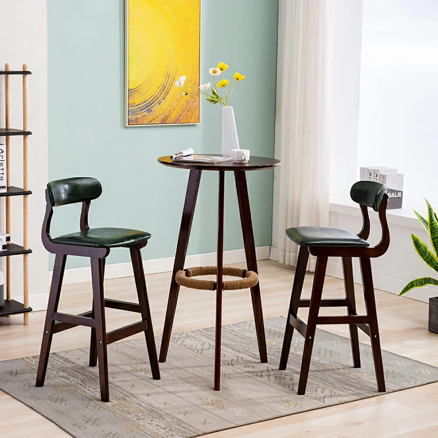 favchair. TOR Round Bar Table with Rubber Wood Legs โต๊ะบาร์กลม ขาไม้ สีวอลนัท