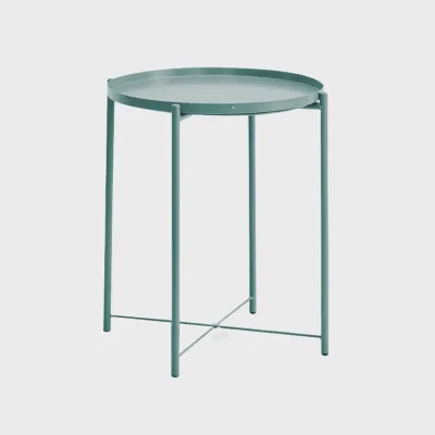 favchair. GLADOMA Round Side Table Single Tray โต๊ะข้าง เหล็ก 42x42x52cm สีน้ำเงิน