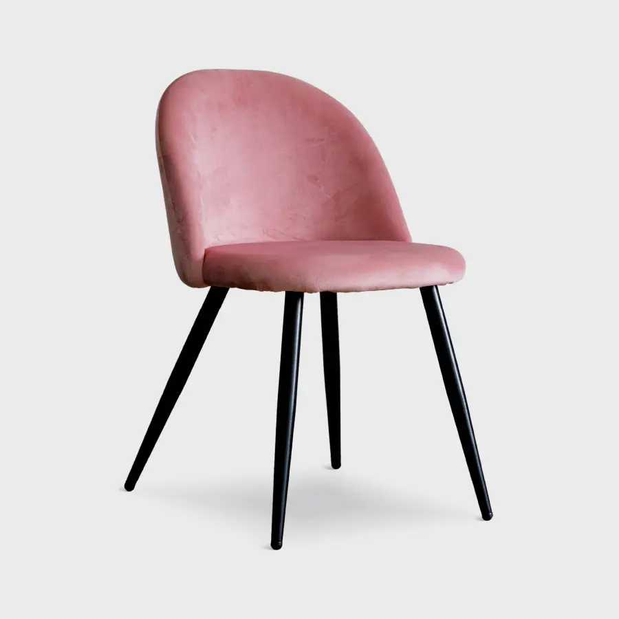 favchair. HEIMDALL WoodGlam CHair เก้าอี้ผ้ากำมะหยี่ ขาเหล็ก สีดำ เก้าอี้กินข้าว เก้าอี้กำมะหยี่ เก้าอี้คาเฟ่ เก้าอี้ผ้า ชมพู