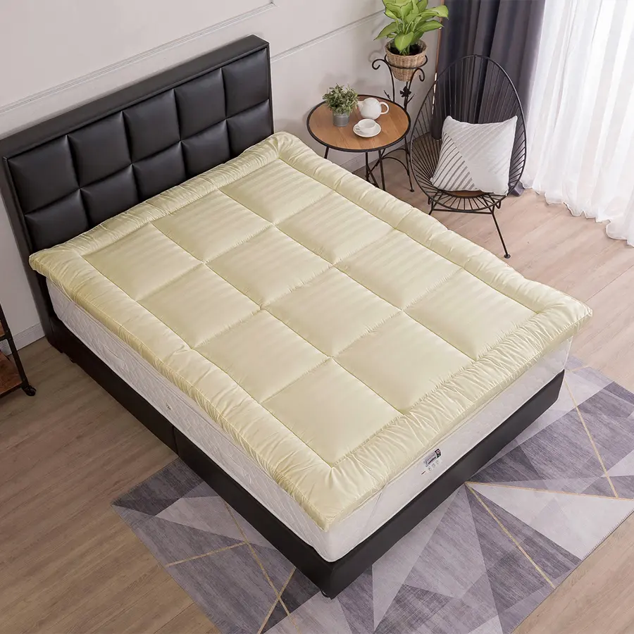 Premium Soft Topper ขนห่านเทียม เกรดพรีเมี่ยม 3.5 ฟุต ริ้วครีม