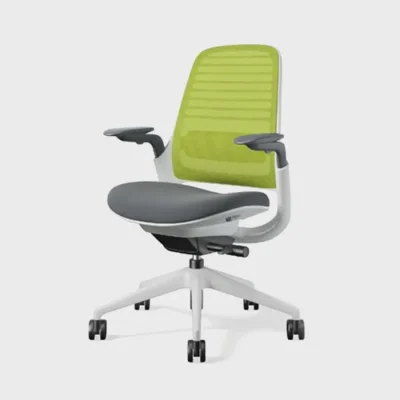 modernform เก้าอี้ steelcase รุ่น Series1 ประกัน 12 ปี โครงขาว พนักพิงสีเขียว