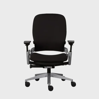 modernform เก้าอี้ steelcase รุ่น Leap พนักพิงกลาง เบาะสีดำ โครงเงิน พนักพิงกลาง เบาะสีดำ โครงเงิน