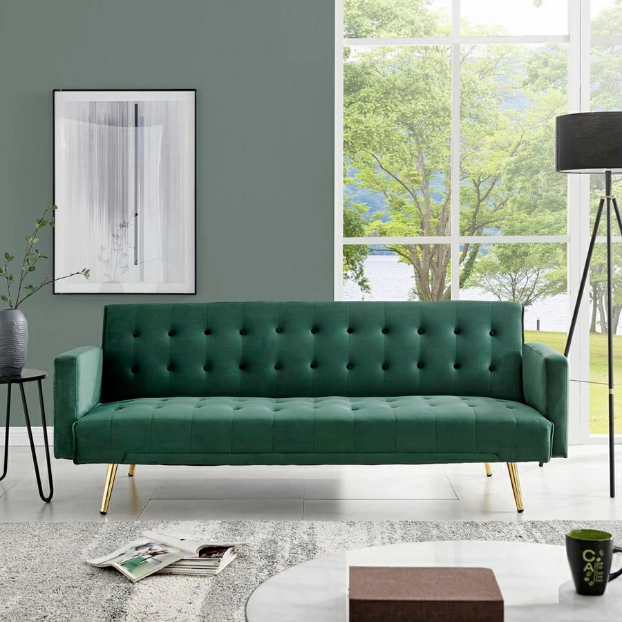 Sofa Bed MIILE Green (195x83x74 cm.) 195 cm fabric Green