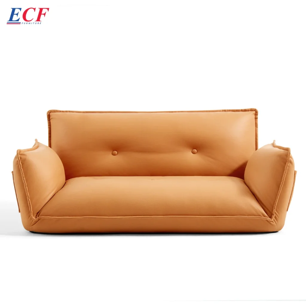 ECF Furniture โซฟาเก้าอี้พักผ่อน รุ่น trixie เบาะหนังPU  เก้าอี้โซฟา โซฟามินิมอล 123 cm fauxLeather ส้ม