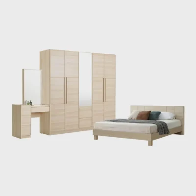 Koncept Furniture ชุดห้องนอน รุ่น Hakone ขนาด 5 ฟุต สีโอ๊คอ่อน . . ขาว ขาว