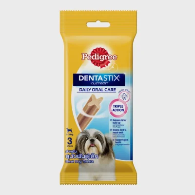 PEDIGREE เพดดิกรี เดนต้าสติก ขนมสุนัข – ขนมสำหรับสุนัขพันธุ์เล็ก (แพ็ก 18), 45 ก. DENTASTIX SMALL DOG normal