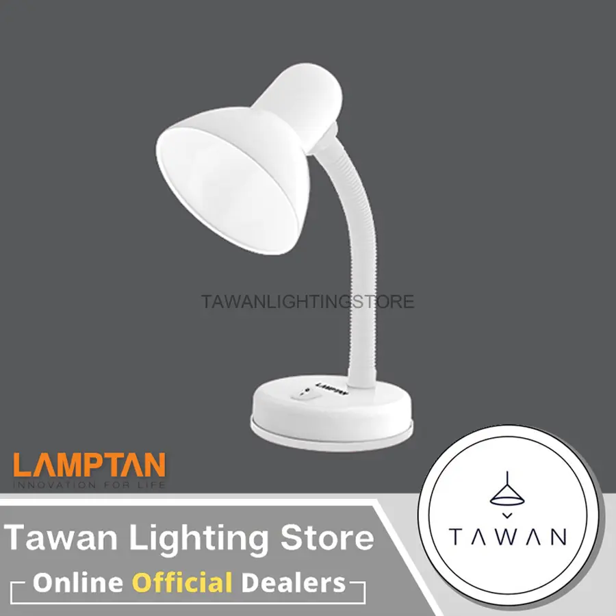 Lamptan โคมไฟอ่านหนังสือ โคมไฟตั้งโต๊ะ พร้อมหลอด ขั้วหลอดไฟE27 เปลี่ยนหลอดได้ [เฉพาะโคมไฟ White สีขาว
