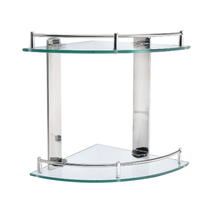VERNO ชั้นวางกระจกเข้ามุม 2ชั้น ขอบสแตนเลส 304 PQS-8802-A L23.50xW33cm กว้าง33ซม. ยาว23.50ซม. สูง30ซม.