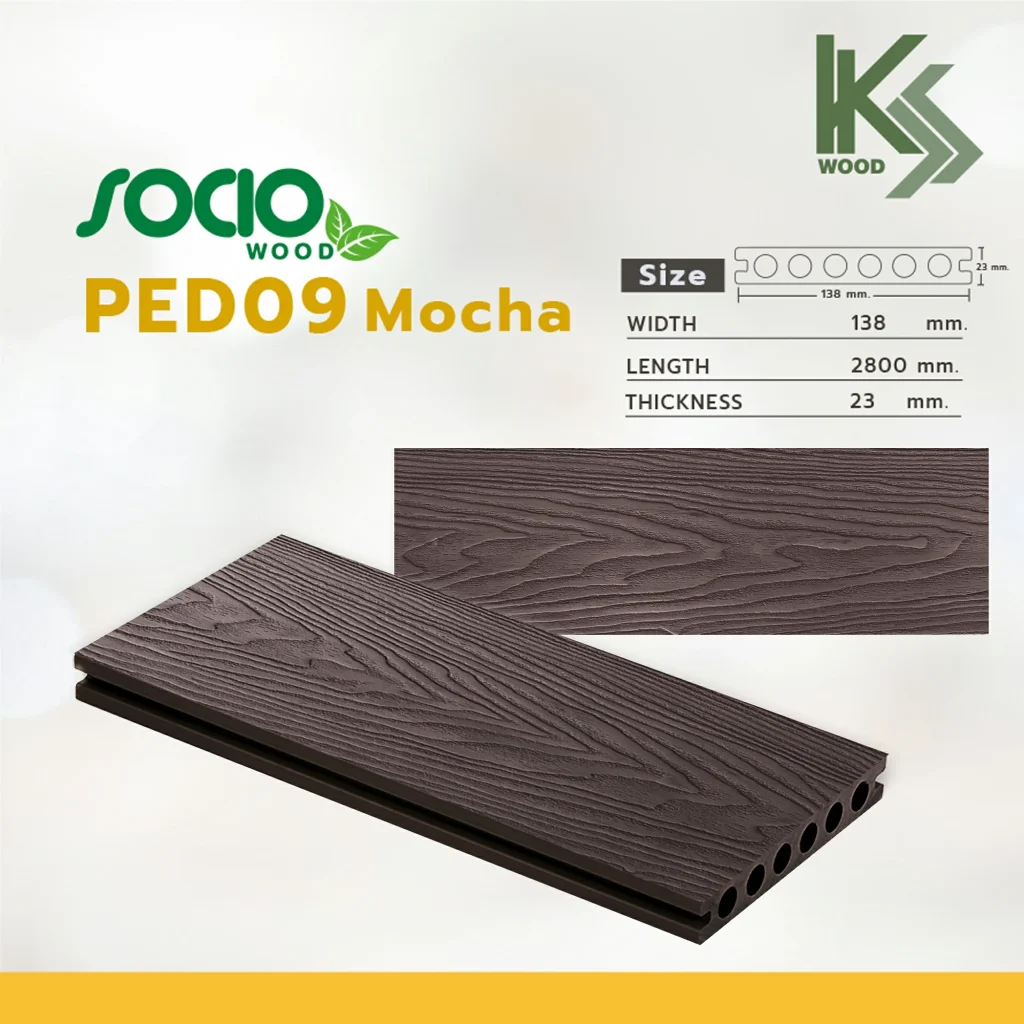 ไม้พื้นสังเคราะห์ Tropical Surface พื้นและผนังสังเคราะห์ Mocha 23x138x2800mm. Tropical