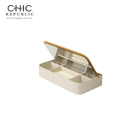 CHIC REPUBLIC กล่องเก็บเครื่องประดับ รุ่นCERELIA-C 18X15X10 CM สีเบจ