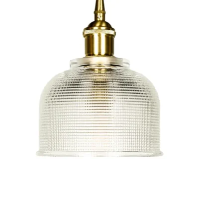 Lampscape โคมแก้วใสสไตล์วินเทจ ลวดลายตาราง รุ่นVintage Glass Pendant Lamp ขนาด14x18cm