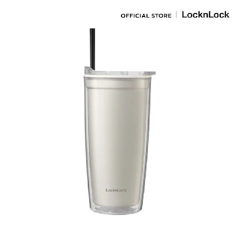 LocknLock แก้วน้ำพลาสติก 2 ชั้น Double Wall Cold Cup ความจุ 600 ml. รุ่น HAP523IVY 600 ml