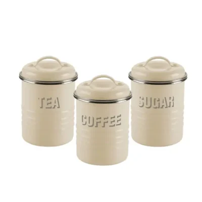 Kitchenworld Typhoon 1400.581 Vintage Cream Of 3 Tea, Coffee, Sugar Set กระปุกใส่เครื่องวัตถุดิบ Normal Classic