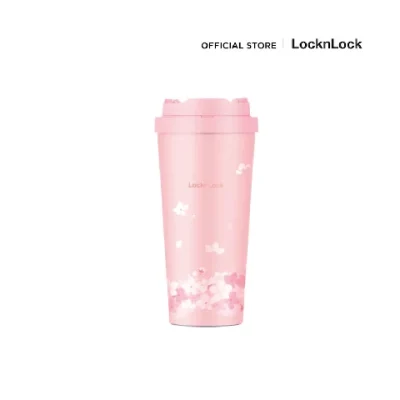 LocknLock แก้วน้ำเก็บอุณหภูมิ Energetic One Touch Tumbler ความจุ 550 ml. รุ่น LHC3249 Peach Blossom Pink 550 ML