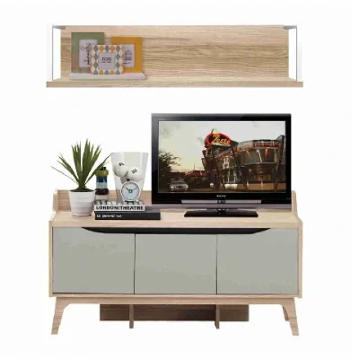 Koncept Furniture ชุดวางทีวีและตู้โชว์ รุ่น Backus ขนาด 120 ซม. สีโอ๊ค สีไม้อ่อน 101 – 120 ซม.