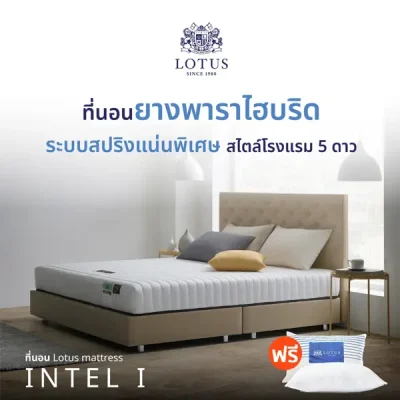 Lotus ที่นอน (สเปคแน่น) รุ่น Intel I หนา 9 นิ้ว ฟรีหมอนหนุนสุขภาพกันไรฝุ่น ขนาด 5 ฟุต สปริง LOTUS SUPER BONNEL® + Microlatex ยางพาราธรรมชาติ + แผ่นคอตตอนใยฝ้ายอัดแน่น ECCP