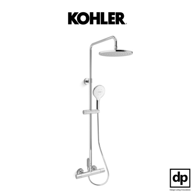 KOHLER ก๊อกผสมยืนอาบระบบเทอร์โมสแตทติกพร้อมฝักบัวสายอ่อนและฝักบัวก้านแข็ง รุ่น Accliv โครเมี่ยม