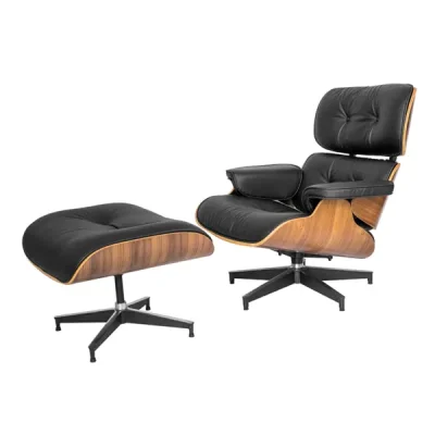 Mood And Tone Furniture ชุดเก้าอี้และสตูลวางเท้า รุ่น Eames Style สีดำ 145.5