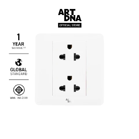 ART DNA THAILAND ART DNA รุ่น A63 Frameless Double 3 Pin สีขาว Socketปลั๊กไฟสวยๆ สวิทซ์สวยๆ โมเดิร์น