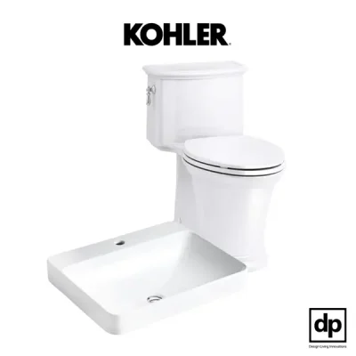 KOHLER สุขภัณฑ์แบบชิ้นเดียว รุ่น Harken พร้อมอ่างล้างหน้าแบบวางบนเคาน์เตอร์ รุ่น Fore Front สีขาว แบบรูเดียว