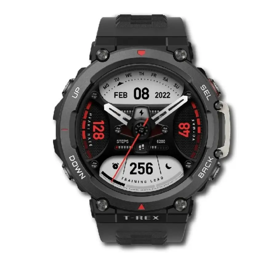 Amazfit T-Rex 2 (สมาร์ทวอทช์) หน้าจอ AMOLED 1.39 นิ้ว, BioTrackerTM 3.0 PPG biometric sensor, GPS ระบบ Dual – band Ember Black