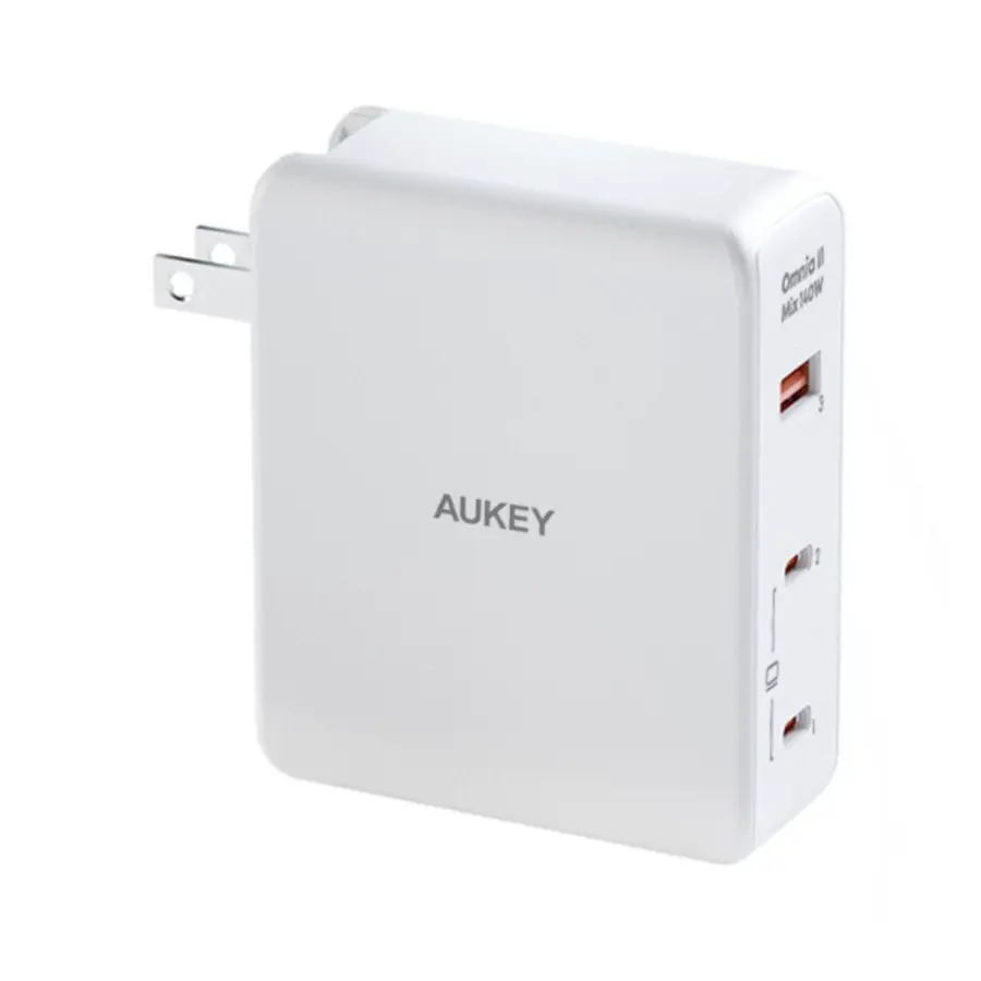 AUKEYPA-B7OWhiteหัวชาร์จเร็ว140WOmniaIIMix3PortWithGaNPD3.1ChargerPowerTechหัวชาร์จเร็วiPhone14/13/12SeriesสำหรับiPhone,Android,Laptopเทคโนโลยี,PD3.1รุ่นPA-B7O normal