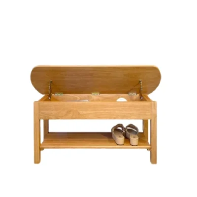 Maai Design Shusu Bench Shoe Rack With Seat Provides Comfortable Sitting On Shoes. Oak 13202