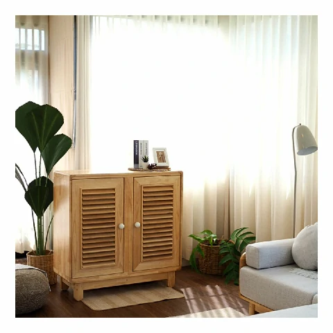 BAAN FURNITURE ตู้วางรองเท้าไม้ยางพารา รุ่นอาเกลีย ขนาด 40x100x100 ซม. สีธรรมชาติ