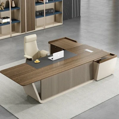 MJhomedesigns Executive Desk (เฉพาะโต๊ะทำงานไม่รวมตู้ข้าง) L180xW88xH75 cm. สีน้ำตาล