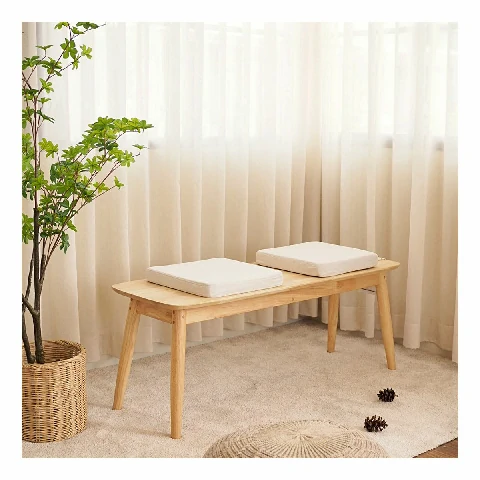 BAAN FURNITURE ม้านั่งยาวขากลม รุ่นบรด้า สีธรรมชาติ ขนาด 40x120x45 ซม.