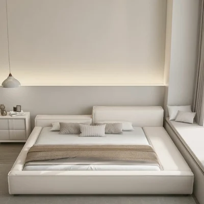 MJhomedesigns เตียงรุ่น Italian-Minimalist-Style Tofu Block Bed DC6122 L201xW230xH63 cm.