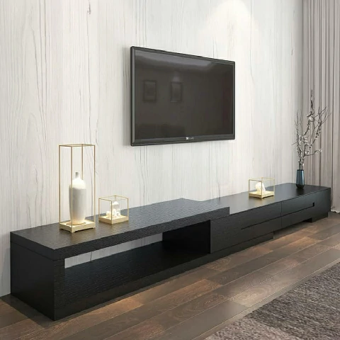 Home Studio โต๊ะวางทีวีสำหรับห้องรับแขก Wooden TV Table II ดำ